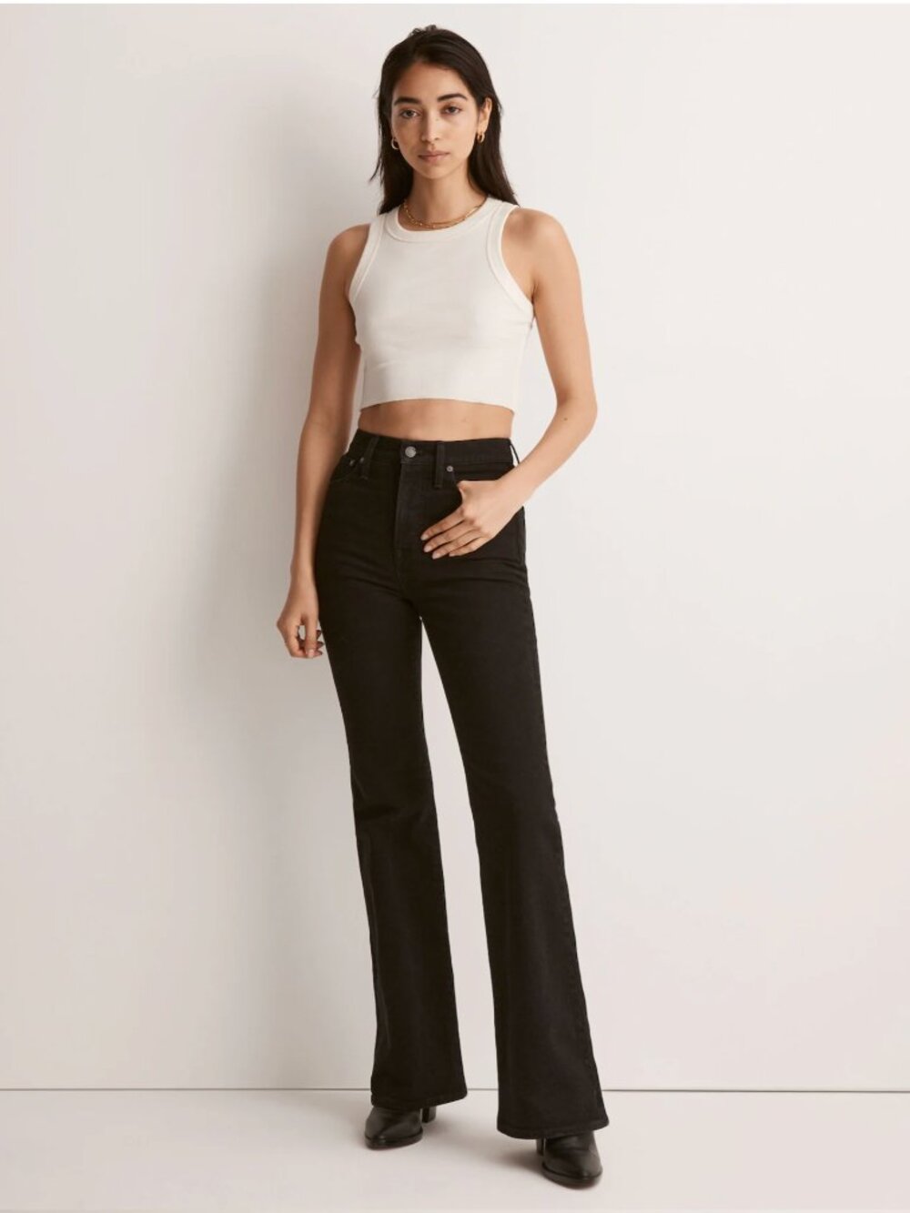 Madewell The Perfect Vintage Flare Jeans Black Wash Womens Size 29 High Rise - Picture 2 of 14